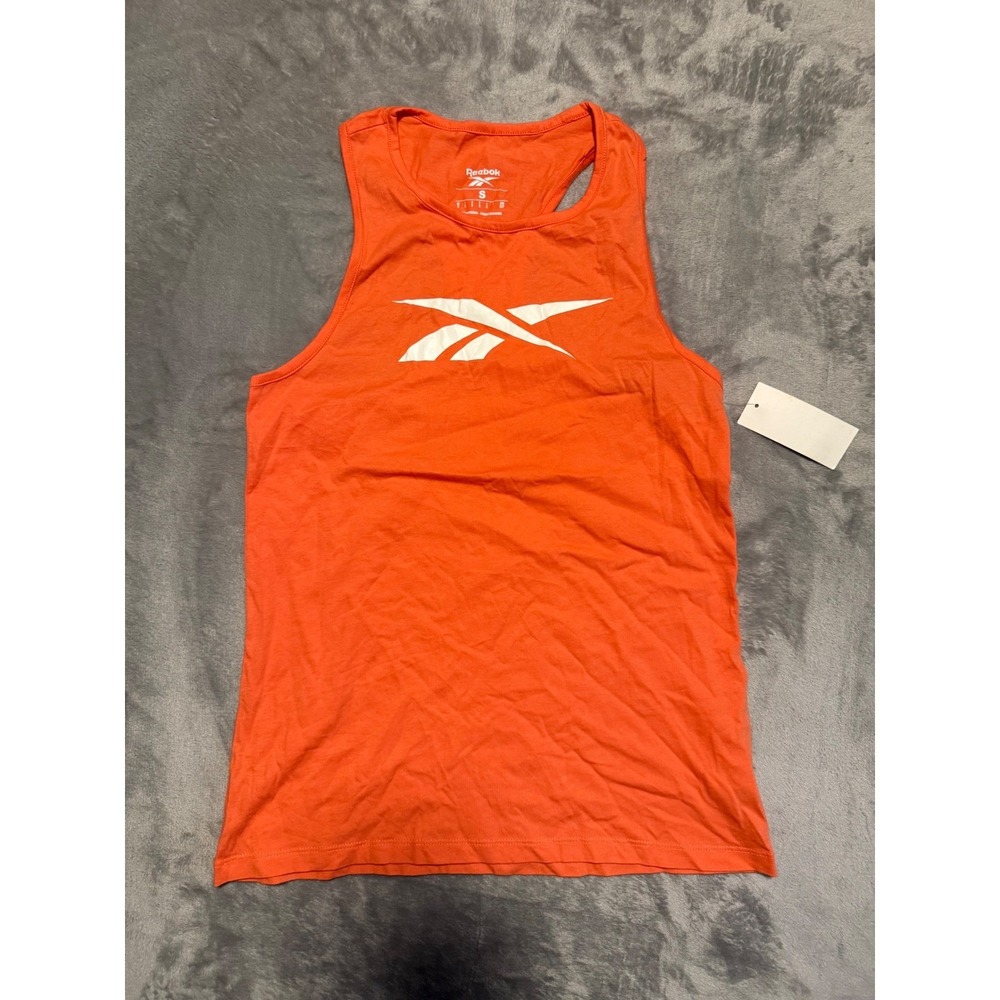Reebok Tank Top Womens Small Orange Graphic Logo Racerback Activewear 100205987